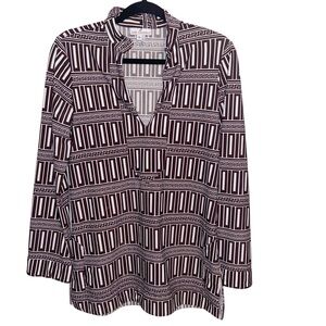 Jude Connally Top Womens Small Tunic Shirt Stretch Tribal Resortwear Preppy USA